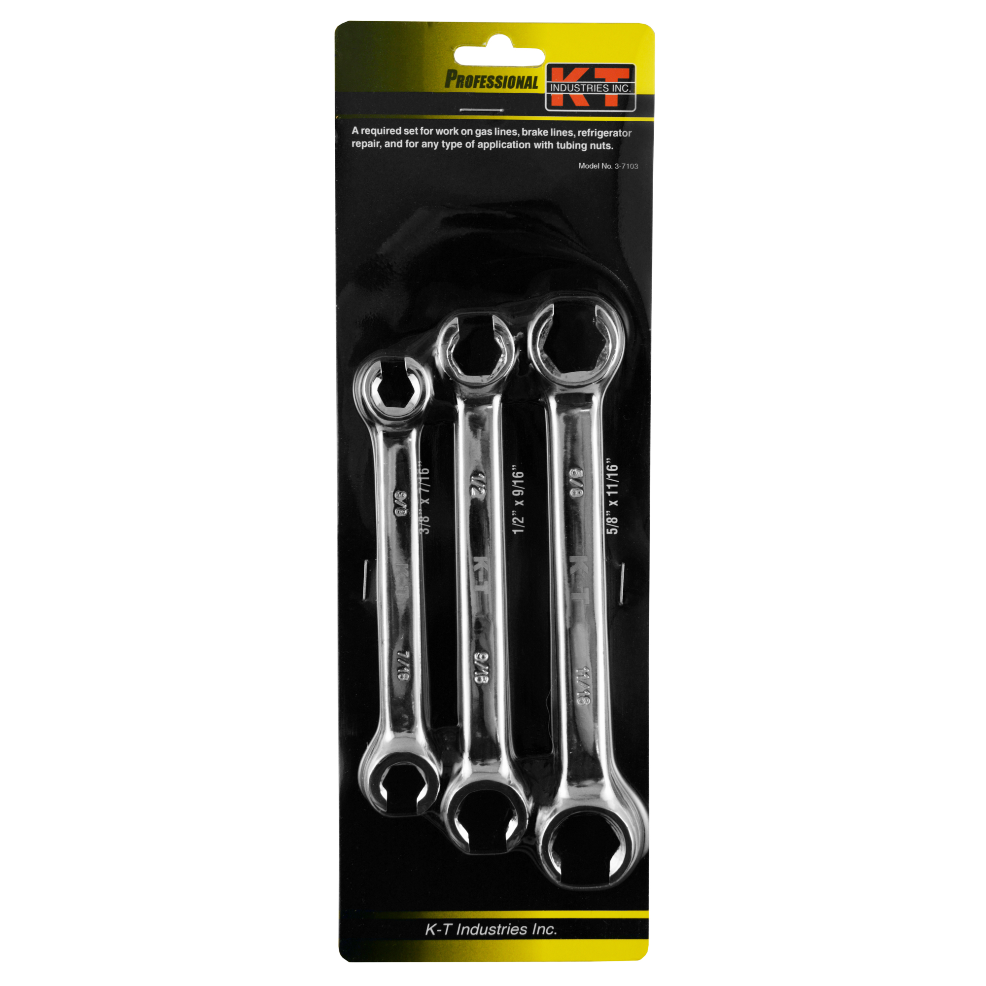 K-T Industries, 3 Pc Flare-Nut Wrench Set, Model # 3-7103